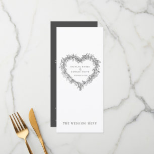 Mistletoe coeur gris foncé blanc mariage menus