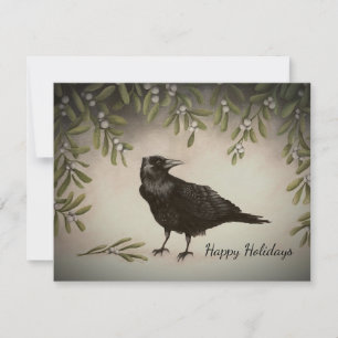 Mistletoe Crow Holiday Card