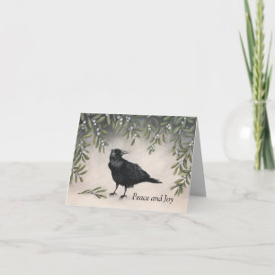 Mistletoe Crow Holiday Card