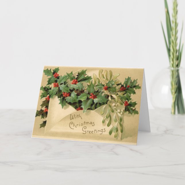Mistletoe de vacances et carte de Noël blanche Hol (Devant)