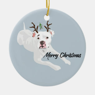 Mistletoe Dog Ceramic Ornament