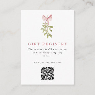 Mistletoe Dusty Rose Bow QR Code Enclosure Card