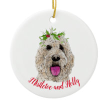 Mistletoe et Holly Golden Doodle Ornement