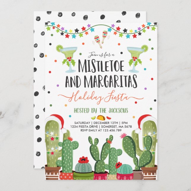 Mistletoe et Margaritas Fête Invitation (Devant / Derrière)