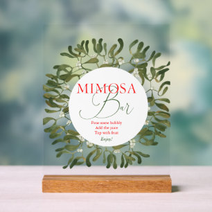 Mistletoe Frame Script Bridal Shower Mimosa Bar Acrylic Sign