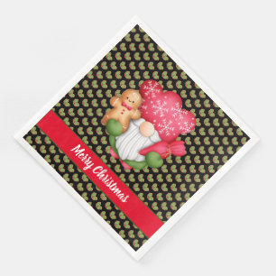 Mistletoe Gnome Customize Colour and Text Napkin