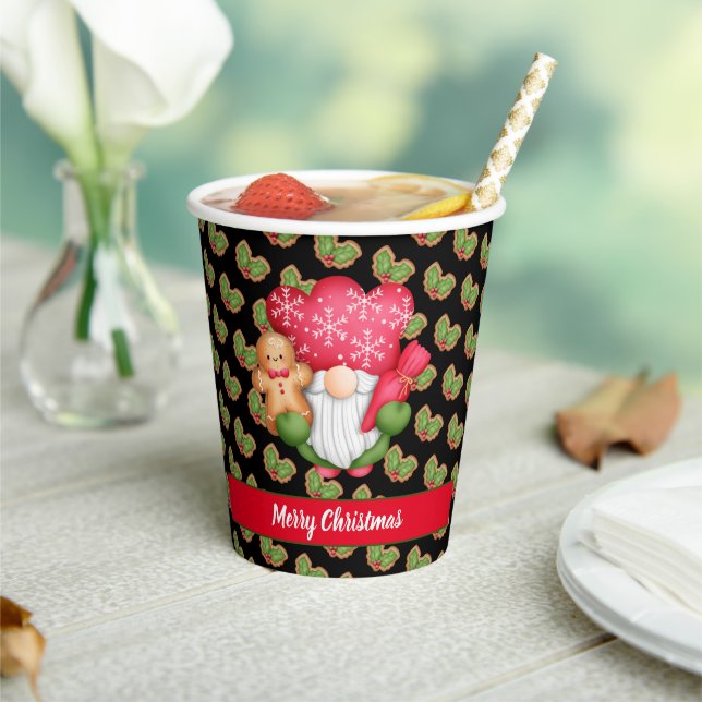 Mistletoe Gnome Customize Colour and Text Paper Cups (Insitu)