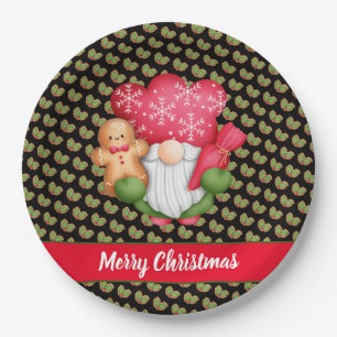 Mistletoe Gnome Customize Colour and Text Paper Plate