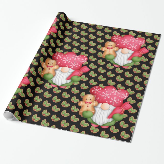 Mistletoe Gnome Customize Colour Wrapping Paper (Unrolled)