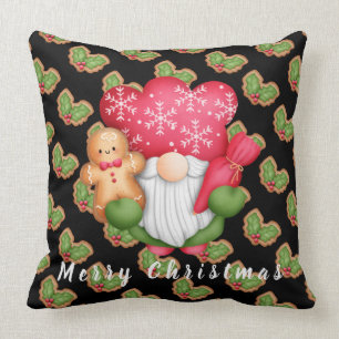 Mistletoe Gnome Customize Text and Colour 20"X20" Throw Pillow