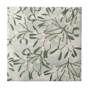 Mistletoe Green Botanical Tile Christmas Kitchen 