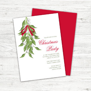 Mistletoe Greenery Christmas Party Elegant Invitation