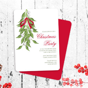 Mistletoe Greenery Custom Christmas Party Elegant Invitation