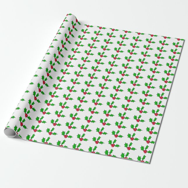 Mistletoe Holiday Festive Christmas Wrapping Paper (Unrolled)
