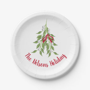Mistletoe Holiday Paper plates 7"