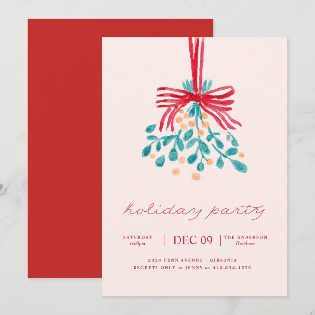 Mistletoe Holiday Party Invitation (Front/Back)