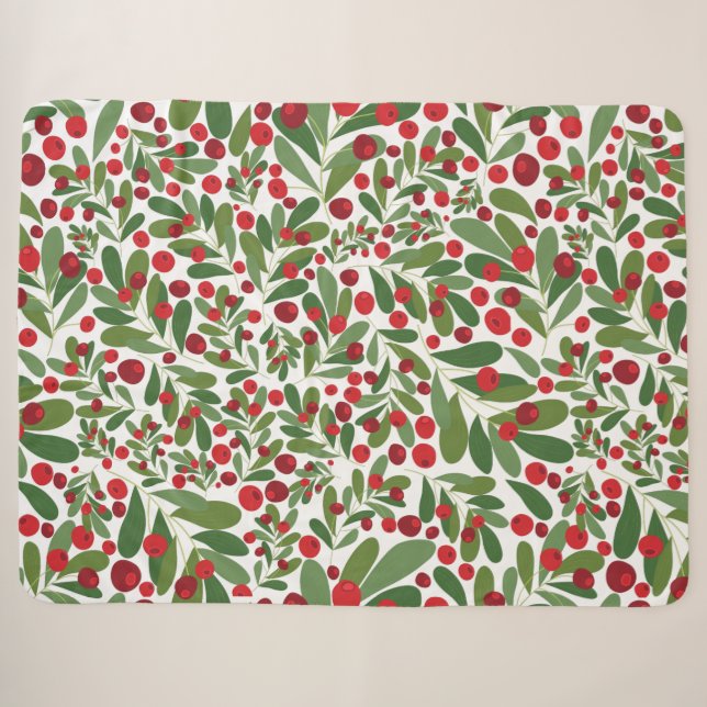Mistletoe Holiday Sherpa Blanket (Front (Horizontal))