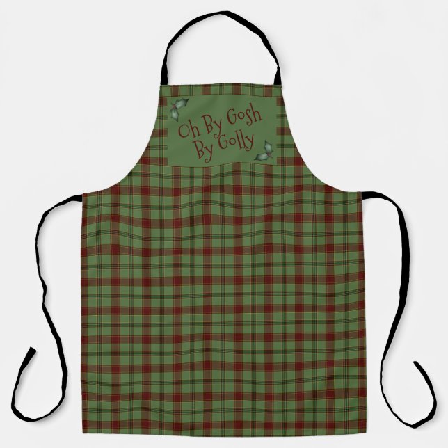 Mistletoe & Holly Plaid Apron (Front)
