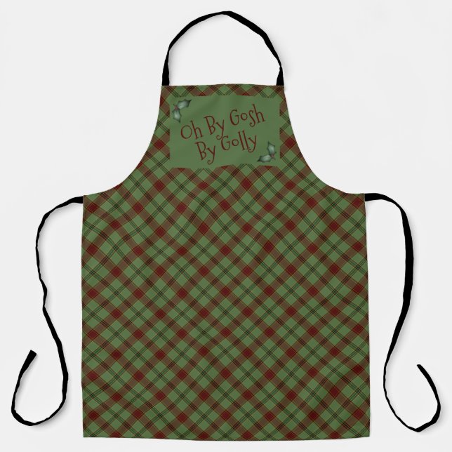 Mistletoe & Holly Plaid Apron (Front)