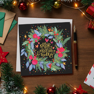 Mistletoe Holly Wreath Inspirivity Holiday Card