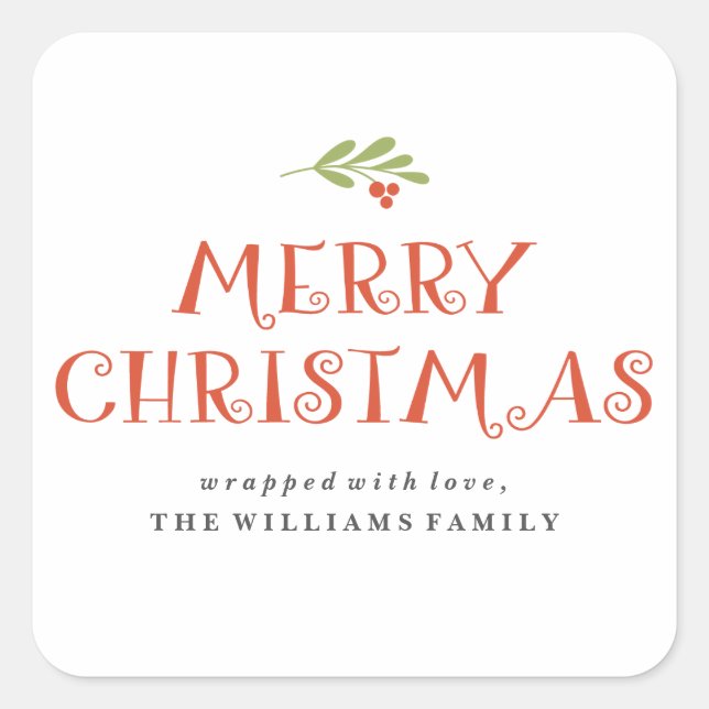 Mistletoe Joyeux Noël Étiquettes présents (Devant)