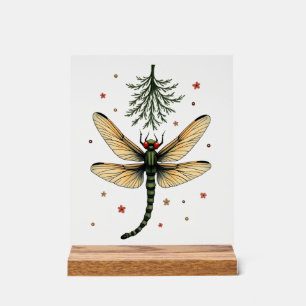 Mistletoe Kiss Dragonfly Acrylic Sign