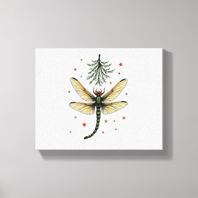 Mistletoe Kiss Dragonfly Canvas Print (Front)