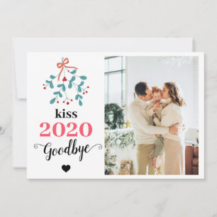 Mistletoe Kiss Goodbye to 2020 Do-over Funny Red Holiday Card