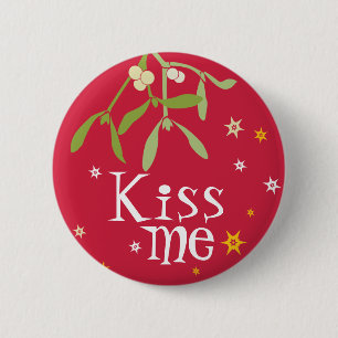 Mistletoe Kiss me button/badge 2 Inch Round Button