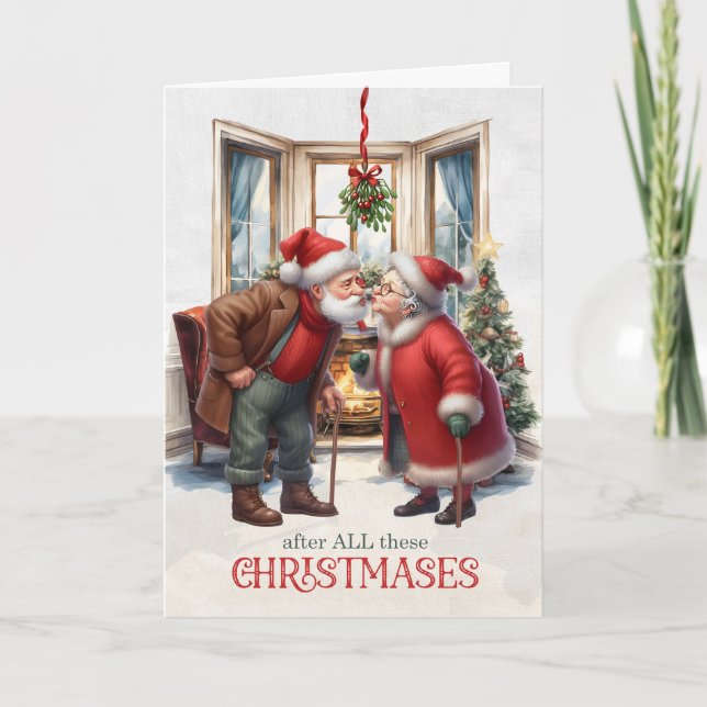 Mistletoe Kiss Years of Christmases Holiday Card (Front)