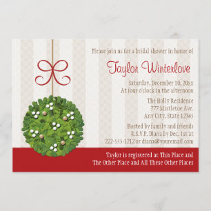 Mistletoe Kissing Ball Bridal Shower Invitation