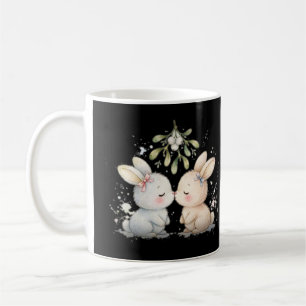 Mistletoe Kissing Bunnies Coffee Mug