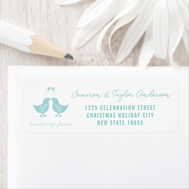 Mistletoe Kissing Chicks Holiday Wedding Address (Insitu)