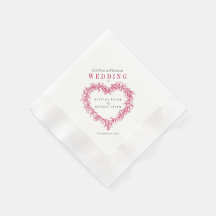 Mistletoe line art red  white wedding custom napkin