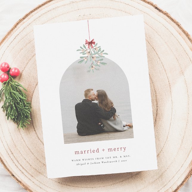 Mistletoe Magic | Minimalist Arch Photo Christmas Holiday Card (Creator Uploaded)
