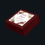 Mistletoe Manor Bridesmaid Quote Personalized Gift Box<br><div class="desc">Mistletoe Manor Watercolor Lush Winter Roses Design with Hand Painted Florals, Holly Berry Leaves, Pine Sprig Foliage, and Watercolor Paint Brush Strokes. Colourful Marsala, Wine Merlot Red, Burgundy, Ivory Cream, and Green. With Swirly Chic Typography Brush Script Fonts and Elegant Rose Gold Glitter Foil Geometric Diamond Frame - Bridesmaid Heartfelt...</div>