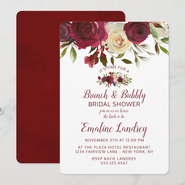 Mistletoe Manor Chic Brunch & Bubbly Bridal Shower Invitation (Front/Back)