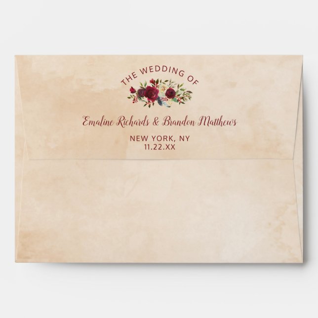 Mistletoe Manor Chic Winter Watercolor Wedding Envelope (Back (Top Flap))