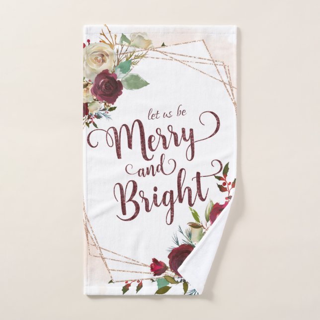 Mistletoe Manor Floral Let us be Merry and Bright Bath Towel Set (Hand Towel)