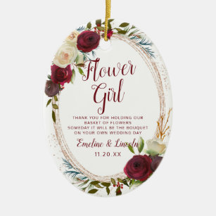 Mistletoe Manor Floral To the Flower Girl Quote Ceramic Ornament