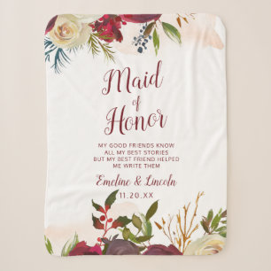 Mistletoe Manor Floral To the Maid of Honour Quote Sherpa Blanket