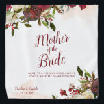 Mistletoe Manor Mother of the Bride Handkerchief Bandana<br><div class="desc">Mistletoe Manor Watercolor Lush Roses Design with Hand Painted Florals, Holly Berry Leaves, Pine Sprig Foliage, and Watercolor Paint Brush Strokes. Colourful Marsala, Wine Merlot Red, Burgundy, Ivory Cream, and Green. With Swirly Chic Typography Brush Script Fonts and Elegant Floral Border - Mother of the Bride Heartfelt Quote Keepsake Bandana...</div>