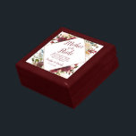 Mistletoe Manor Mother of the Bride Personalized Gift Box<br><div class="desc">Mistletoe Manor Watercolor Lush Winter Roses Design with Hand Painted Florals, Holly Berry Leaves, Pine Sprig Foliage, and Watercolor Paint Brush Strokes. Colourful Marsala, Wine Merlot Red, Burgundy, Ivory Cream, and Green. With Swirly Chic Typography Brush Script Fonts and Elegant Rose Gold Glitter Foil Geometric Diamond Frame - Mother of...</div>