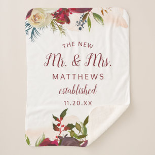 Mistletoe Manor The New Mr. & Mrs. Newlyweds Sherpa Blanket