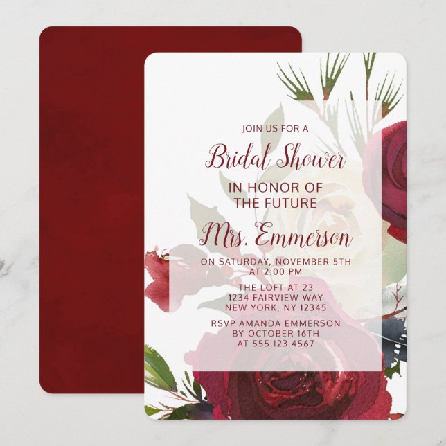 Mistletoe Manor Watercolor Wedding Bridal Shower Invitation (Front/Back)