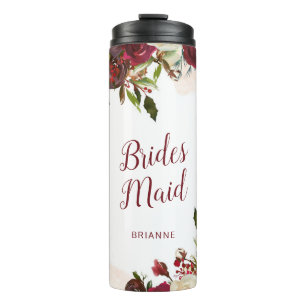Mistletoe Manor Winter Roses Customized Bridesmaid Thermal Tumbler