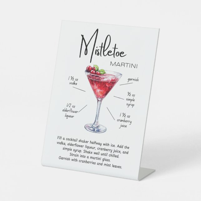 Mistletoe Martini Holiday Bar Sign (Front)