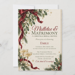 Mistletoe & Matrimony Christmas Bridal Shower Invitation