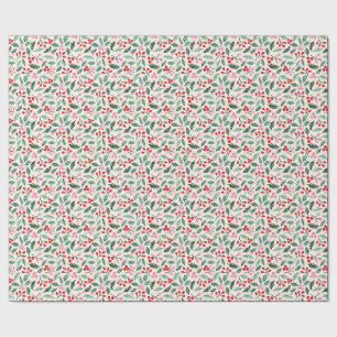 Mistletoe Merry Berry Christmas Watercolor Wrapping Paper