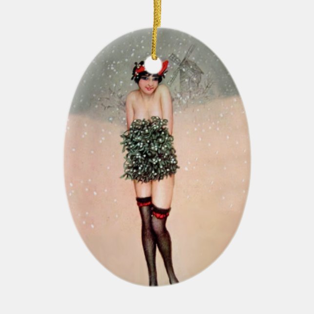 Mistletoe Miss Ceramic Ornament (Front)